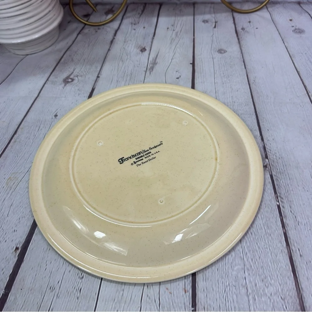vtg Franciscan Sea Sculptures Sand dinner plate 2pc sand Dollar design beach